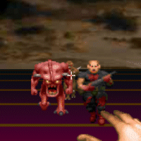 Doom Shoot : Voici une section du jeu doom dans lequel vous devez russir un maximum de carton en jouant avec l'arme de votre choix, coup de poing, couteau, pistolet gun, fusil double canon, fusil  pompe, mitraillette, gatling gun (la sulfateuse-rotateuse), lance grenade, lance roquette, grenade, etc... du pur bourin qui dfoule... Doom