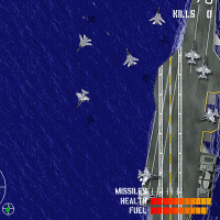 F18 Strike Force : Vous etes aux commandes d'un avion de chasse F18 de l'arme amricaine qui dcolle de la piste d'envol d'un porte-avion qui se trouve en pleine mer... votre but : liminer les avions chasseurs adverse, rcuprer des bonus qui apporteront un bouclier de dfense et de protection contre les tirs ennemis, des missiles  tte chercheuse ou  guidage automatique, des missiles nuclaires, des roquettes spciales etc... 
