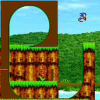 Sonic - Vous devez amener Sonic le petit hérisson bleu, jusqu'au bout de chaque tableau, le mettre en boule, prendre des trampoline, sauter, courrir, avancer, et toujours avancer jusqu'à faire parvenir Sonic à la fin de chaque tableau